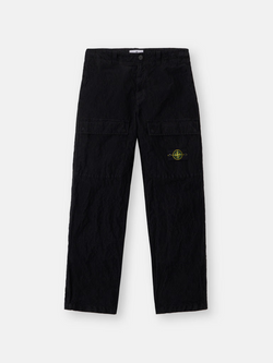Pantalon Cargo Stone Island en Velours Côtelé Noir