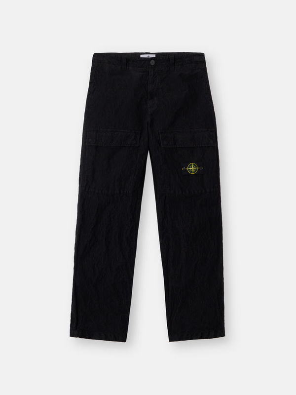 Pantalon Cargo Stone Island en Velours Côtelé Noir