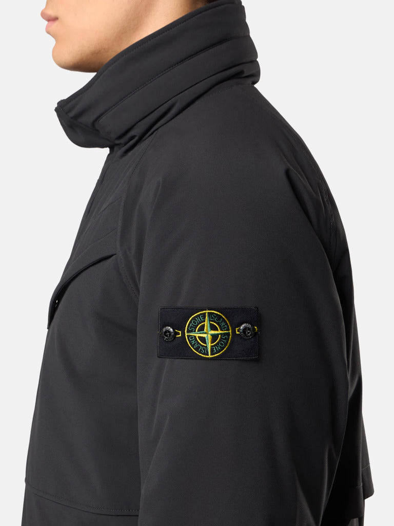 Manteau long Stone Island Soft Shell-R E.Dye® – Noir