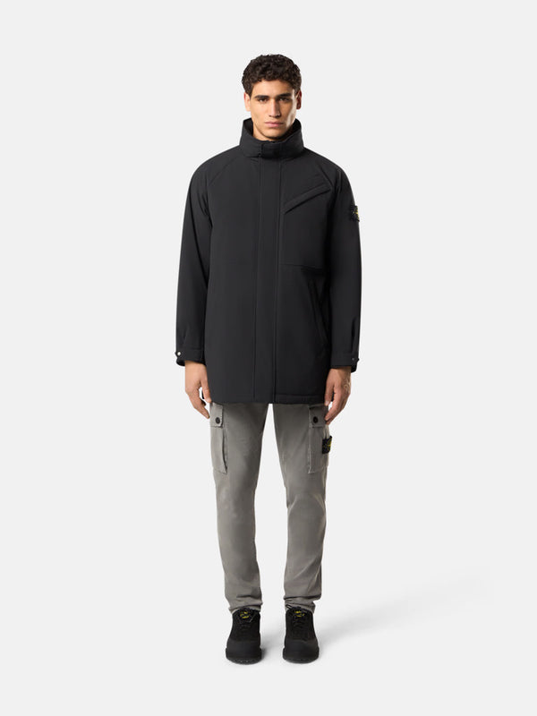 Manteau long Stone Island Soft Shell-R E.Dye® – Noir