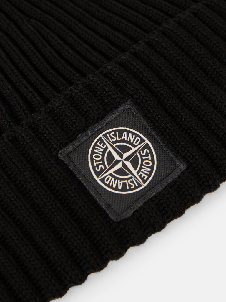Bonnet Stone Island en Laine RWS Noir