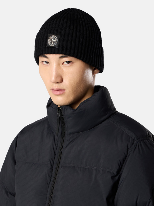 Bonnet Stone Island en Laine RWS Noir