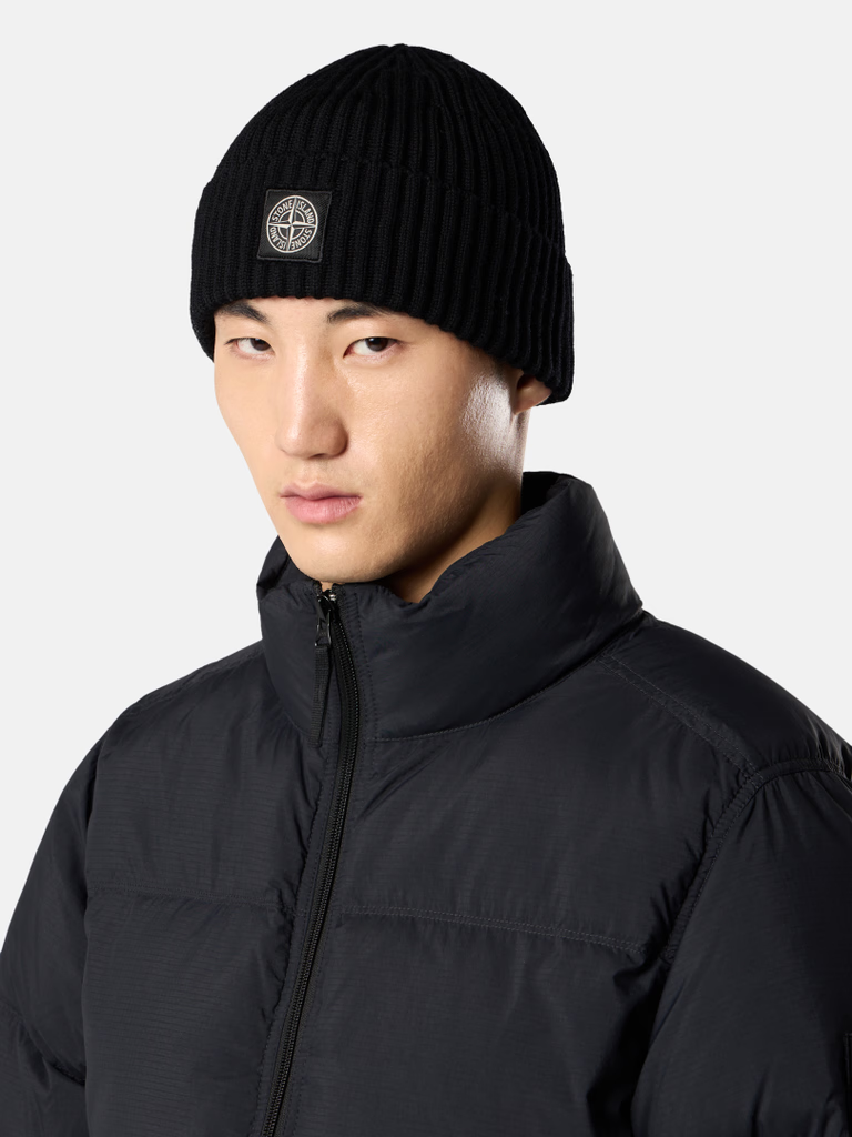 Bonnet Stone Island en Laine RWS Noir